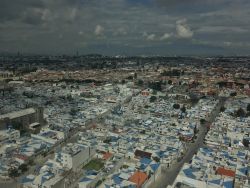 Top-view of Puebla showing all the houses with blue roofs