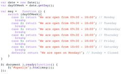 Code showing the day and dates