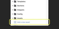 Screenshot showing folders with below the ‘Assets’ stating ‘Add a new asset’.
