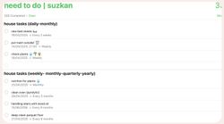 Recurring household to-do list organized by frequency (daily to yearly)