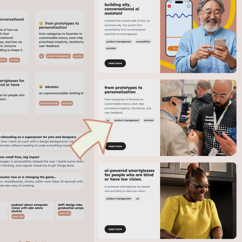 Preview collage showing the old portfolio design on the left and the new design with improved visuals on the right